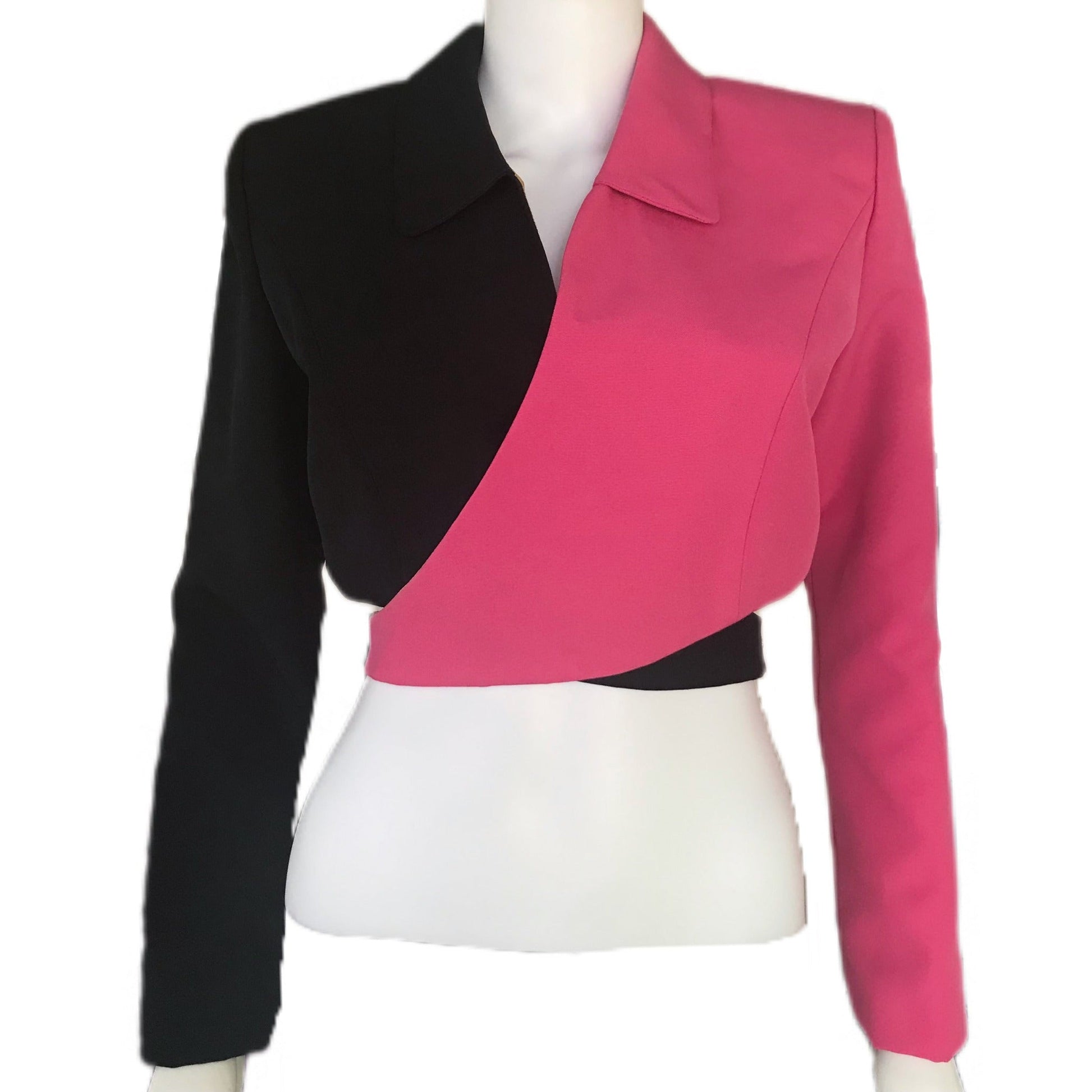 Women's 2-Tone Cropped Wrap Blazer
