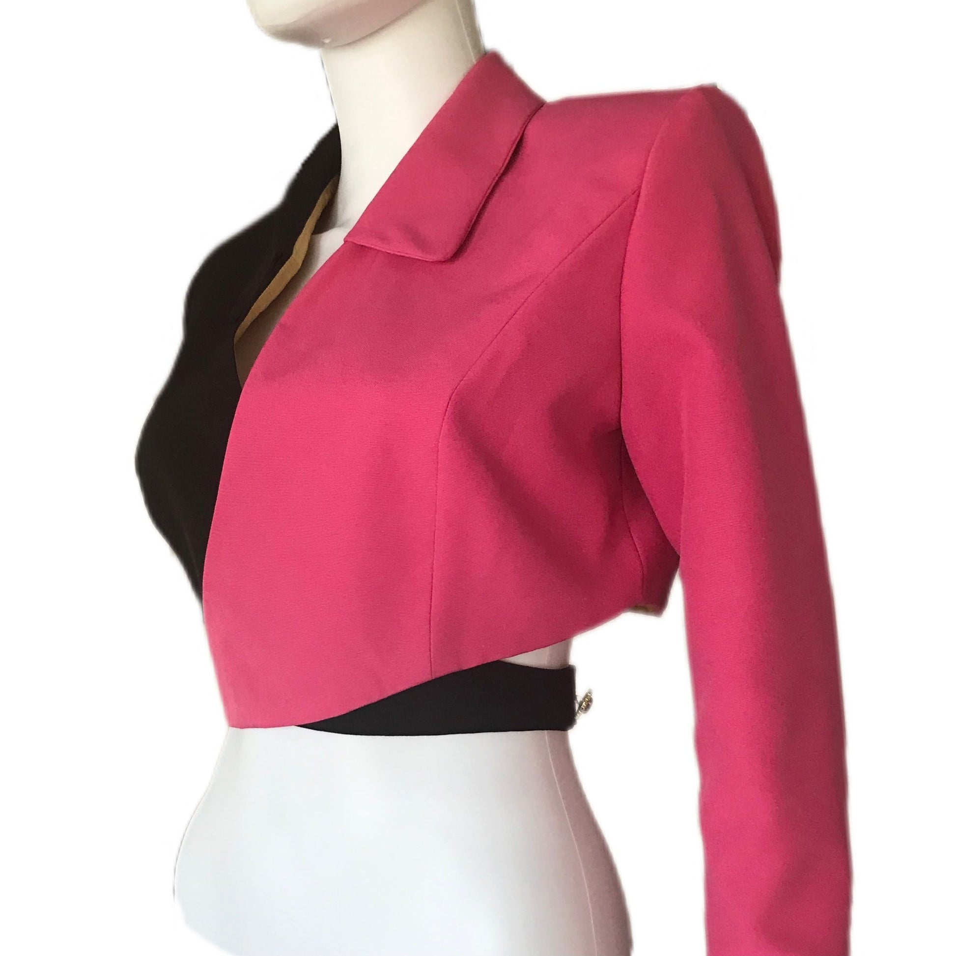 Women's 2-Tone Cropped Wrap Blazer