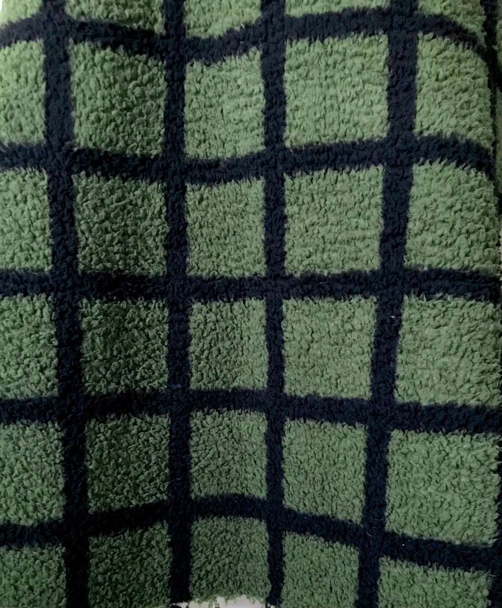 Wubby Fleece Women's Open Front Hooded Jacket with 3/4 Sleeve - 2 Color Options - Window Pane Checker Plaid Woodland