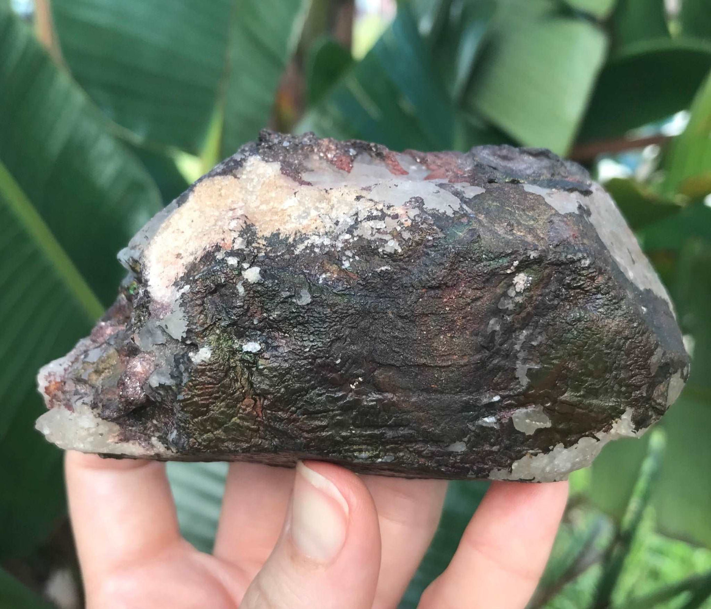 Iridescent Goethite Hematite Quartz Crystal with Rainbows