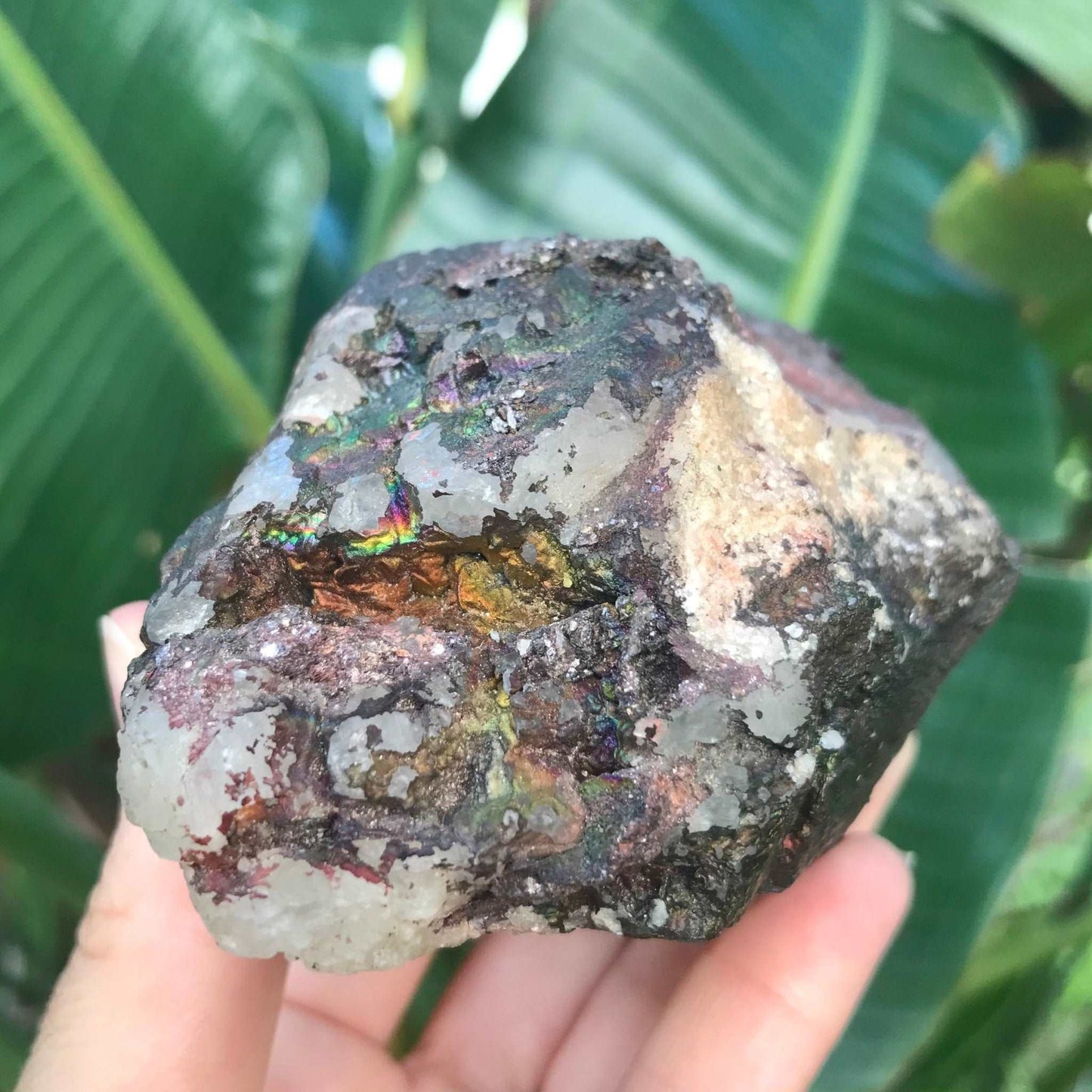 Iridescent Goethite Hematite Quartz Crystal with Rainbows