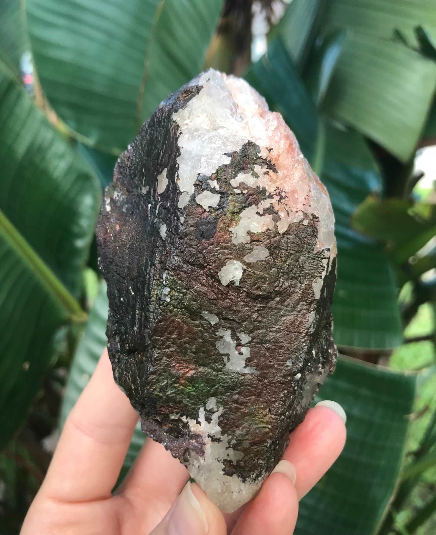 Iridescent Goethite Hematite Quartz Crystal with Rainbows