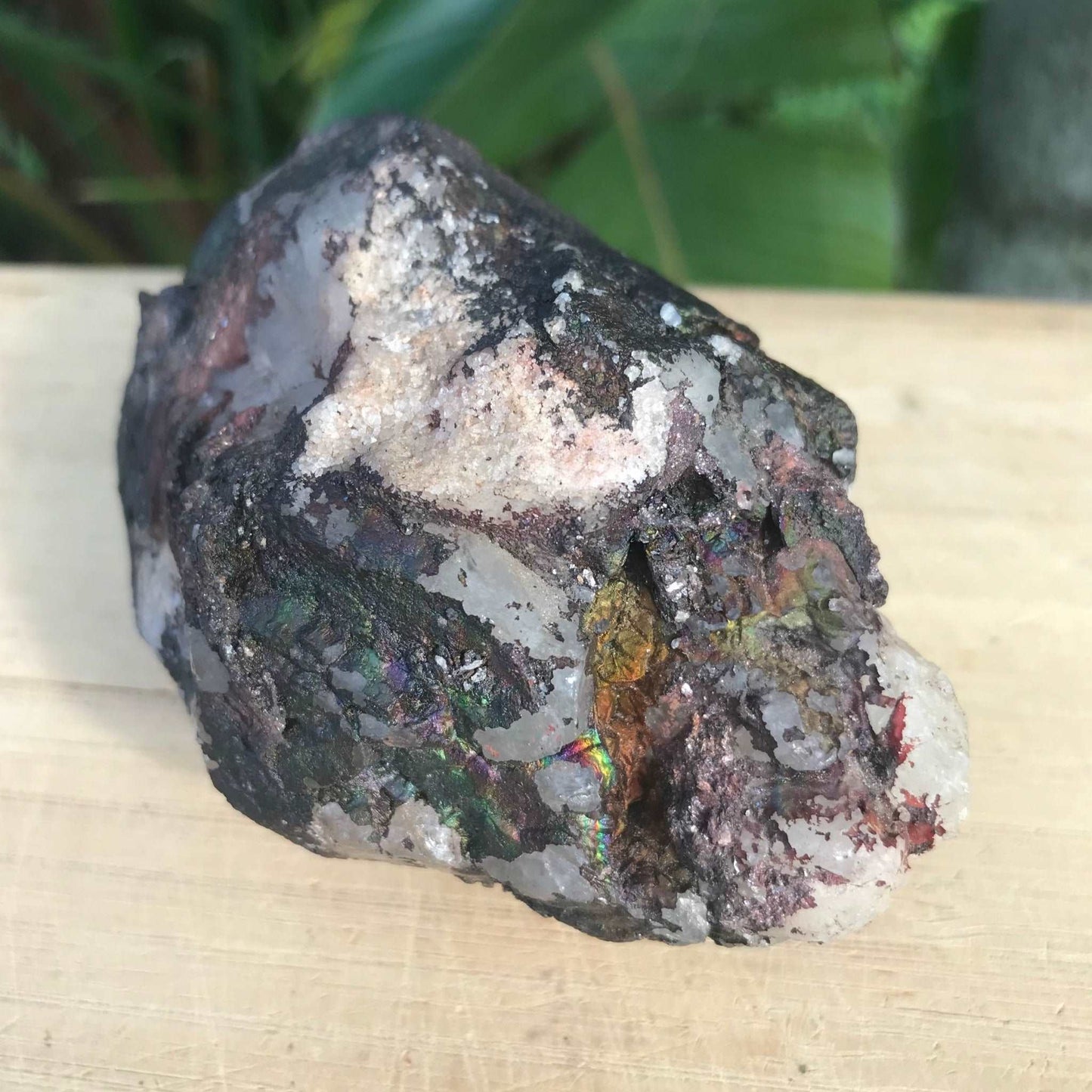 Iridescent Goethite Hematite Quartz Crystal with Rainbows