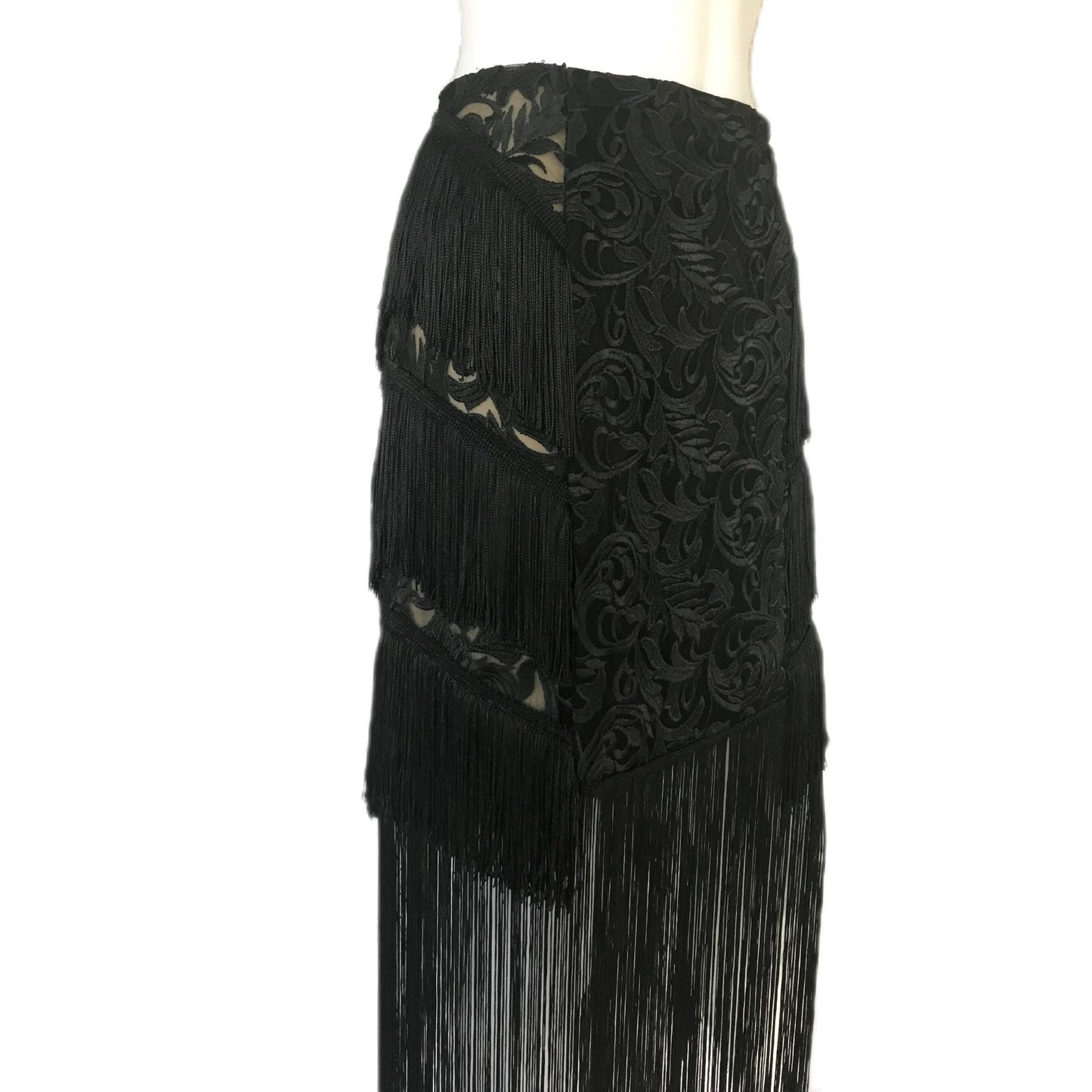 Women's Embroidered Lace Skirt with Fringe - Sz. 6