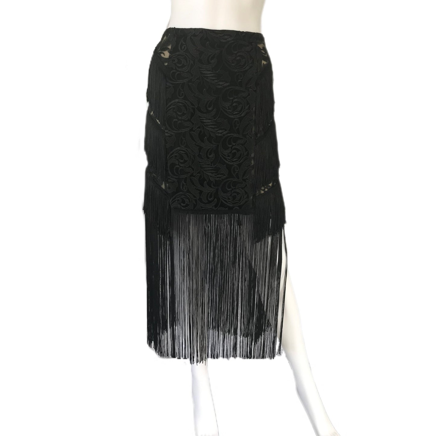 Women's Embroidered Lace Skirt with Fringe - Sz. 6