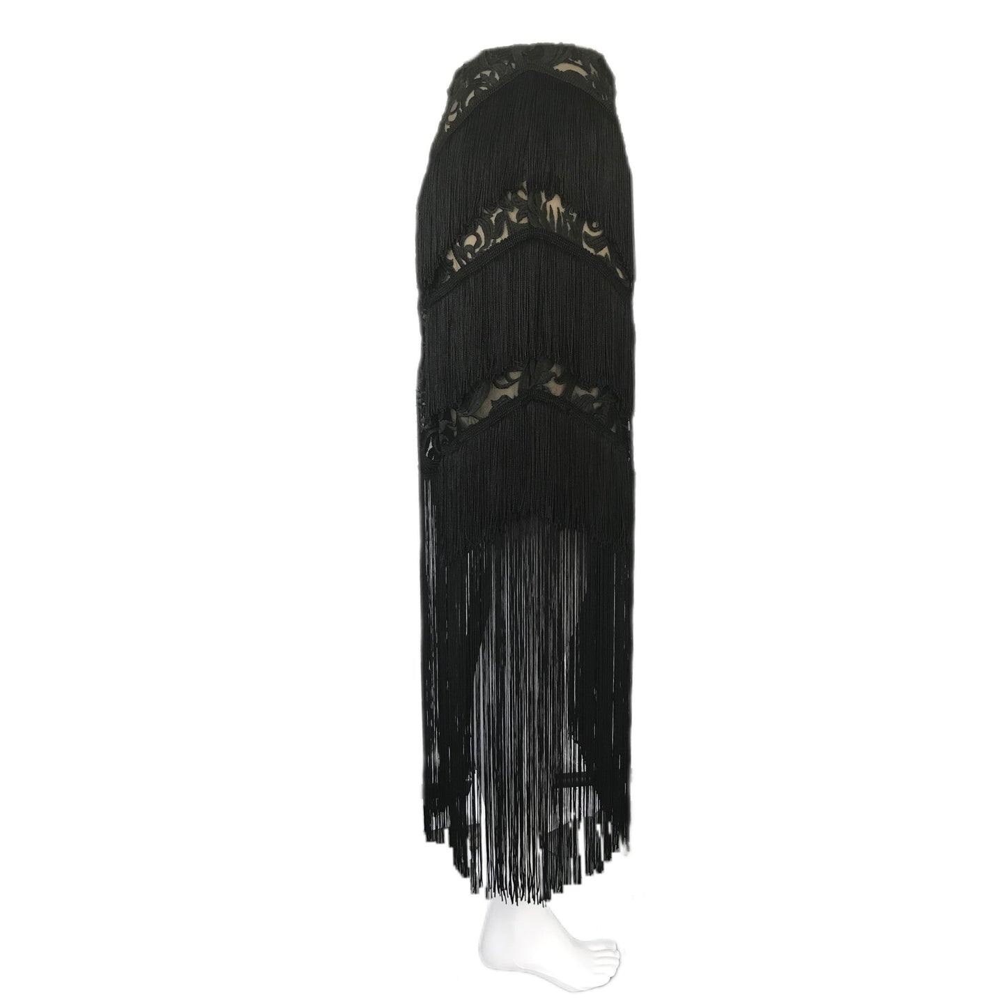 Women's Embroidered Lace Skirt with Fringe - Sz. 6