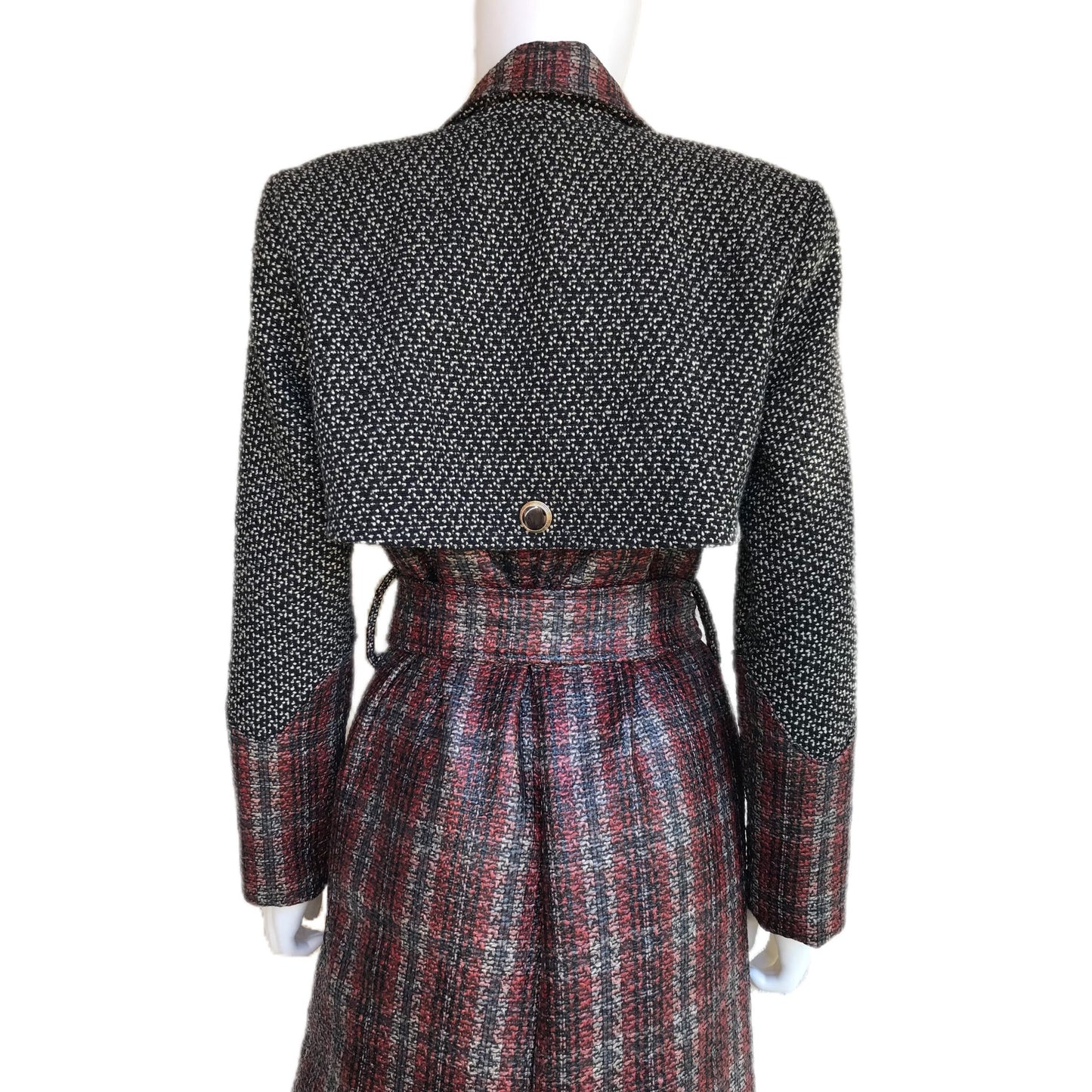 Baked Apple Plaid Laminated Tweed Trench Coat - Sz. Small - Waterproof