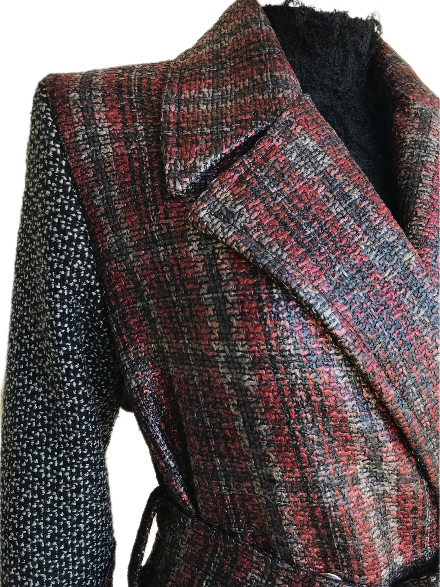 Baked Apple Plaid Laminated Tweed Trench Coat - Sz. Small - Waterproof