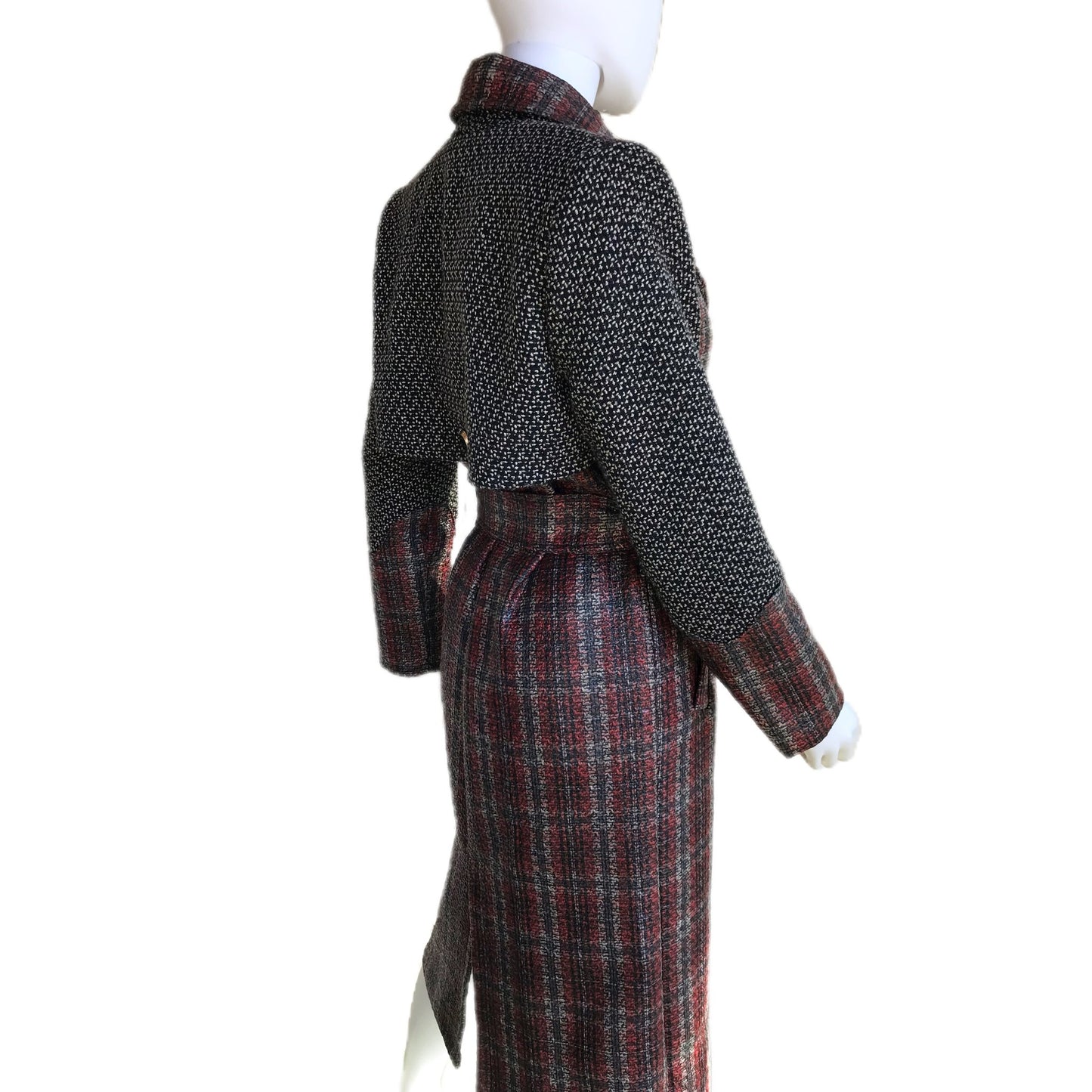 Baked Apple Plaid Laminated Tweed Trench Coat - Sz. Small - Waterproof