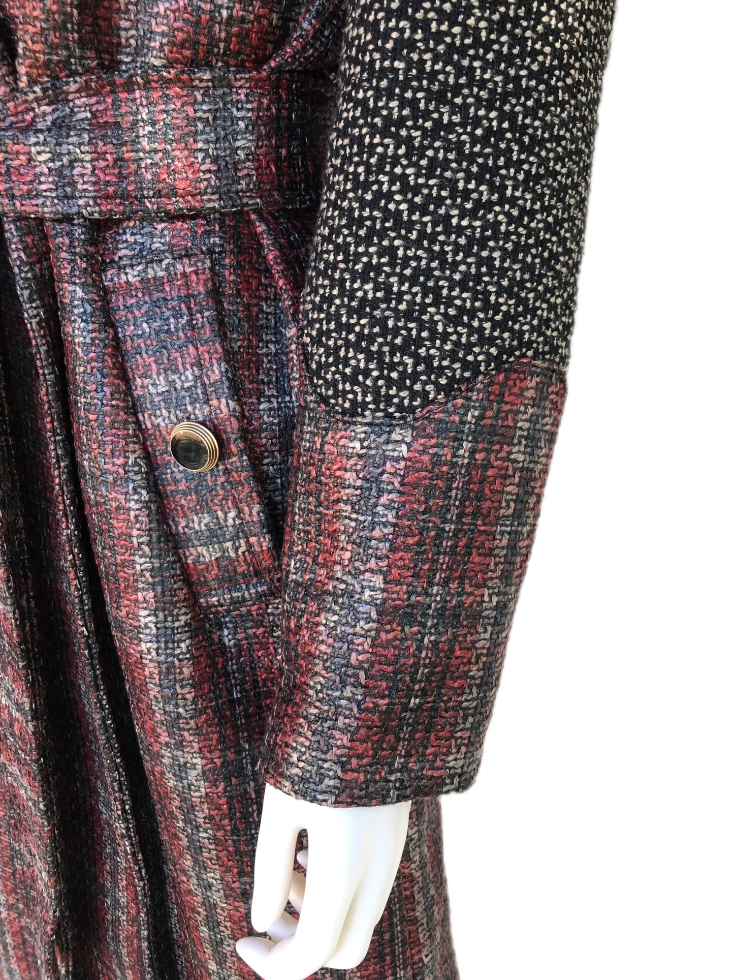 Baked Apple Plaid Laminated Tweed Trench Coat - Sz. Small - Waterproof