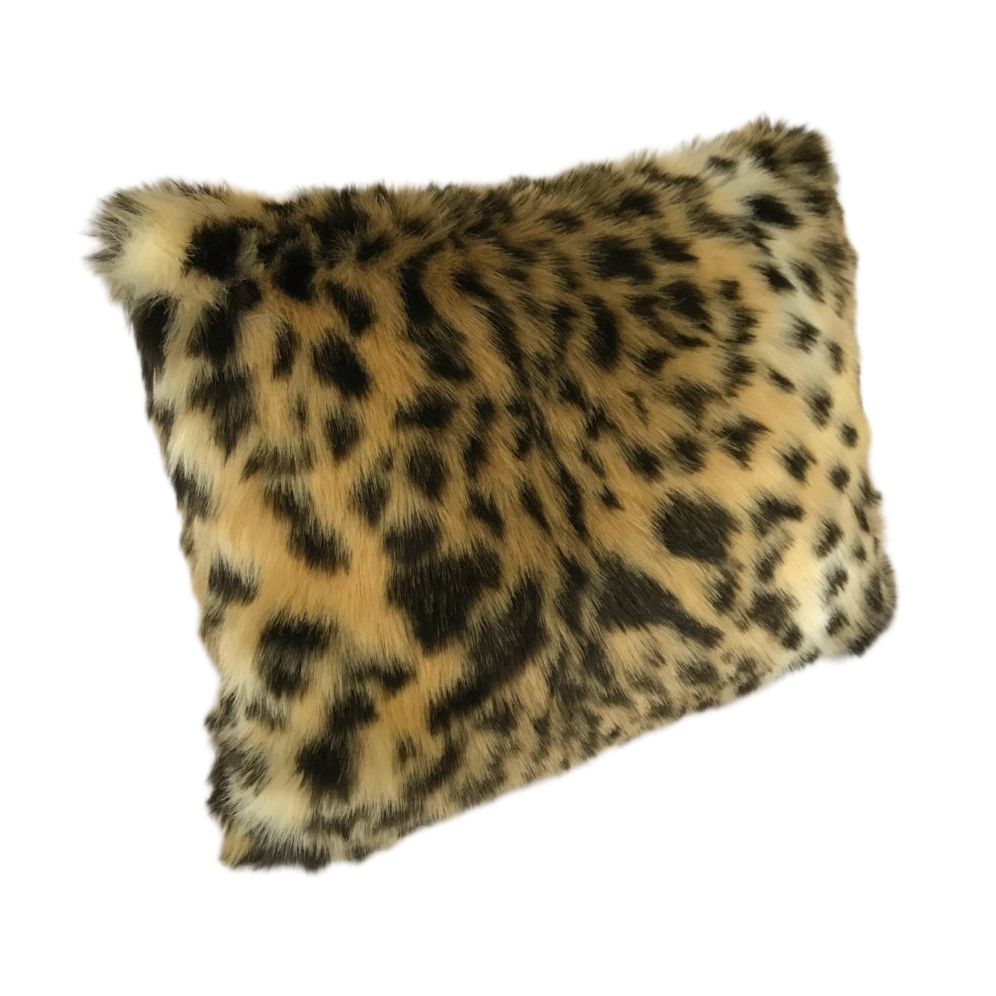 Leopard Print Faux Fur Pillow - High Quality Faux Fur - 11" x 14" - Black and Gold