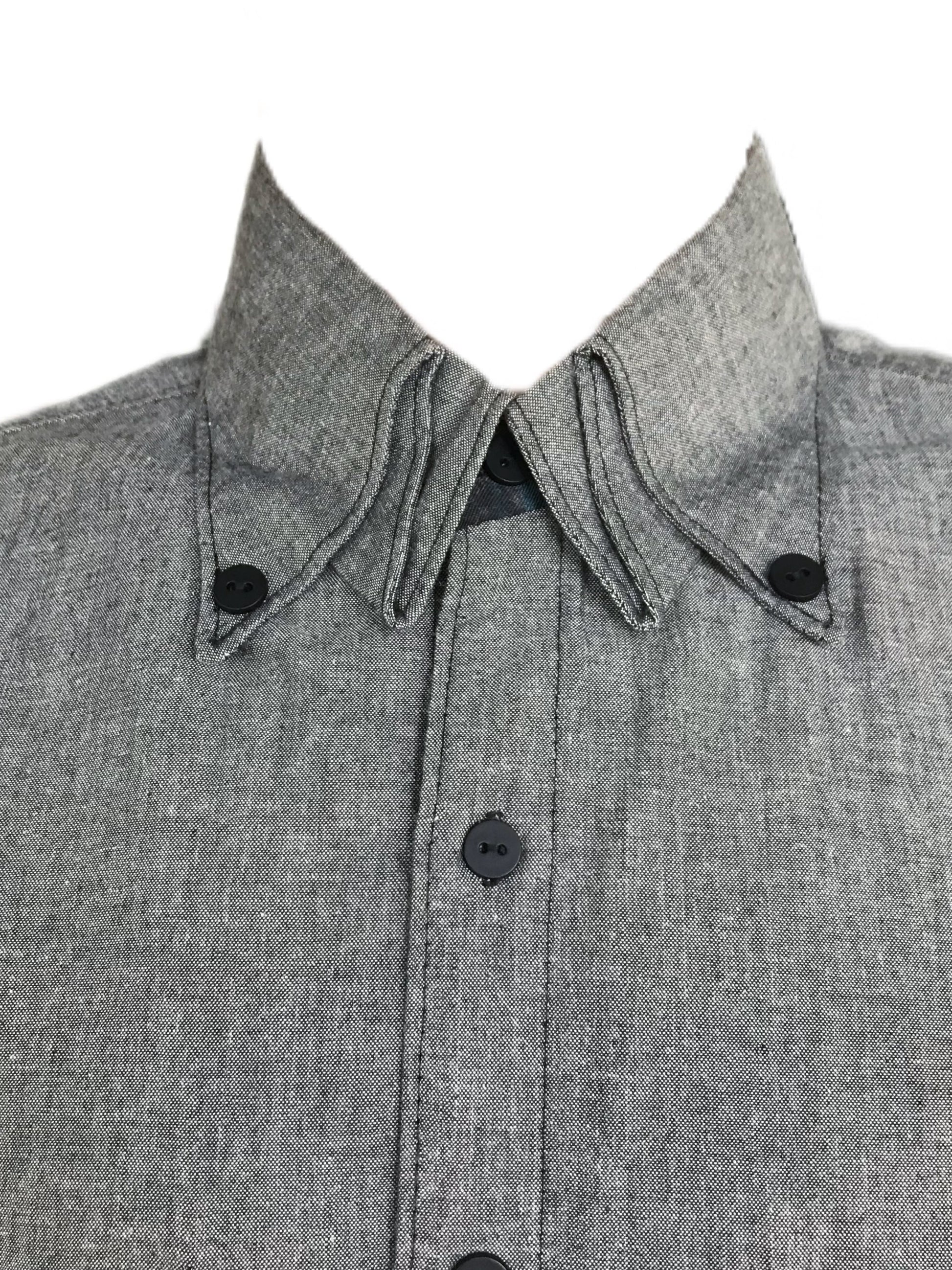 Men's Origami Collar Button Down Short Sleeve Shirt - 40 Chest
