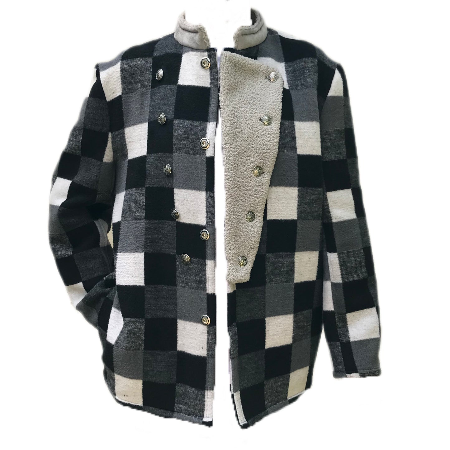 Checked Wool Men's Coat - 42 Chest