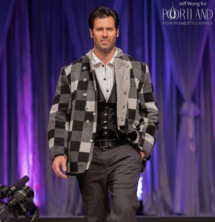 Checked Wool Men's Coat - 42 Chest