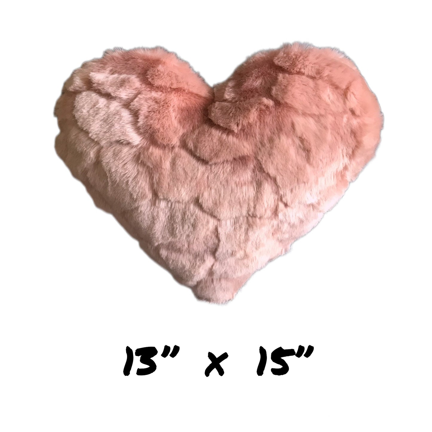 Minky Fur Heart Pillows - Set of 2 - Blush Pink