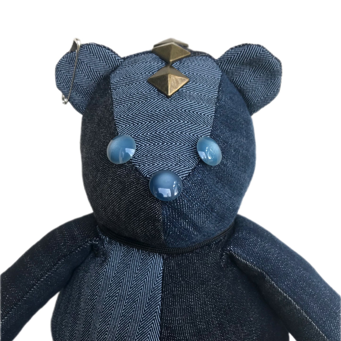 Punk Rock Teddy Bear - Made from Recycle Denim Jeans