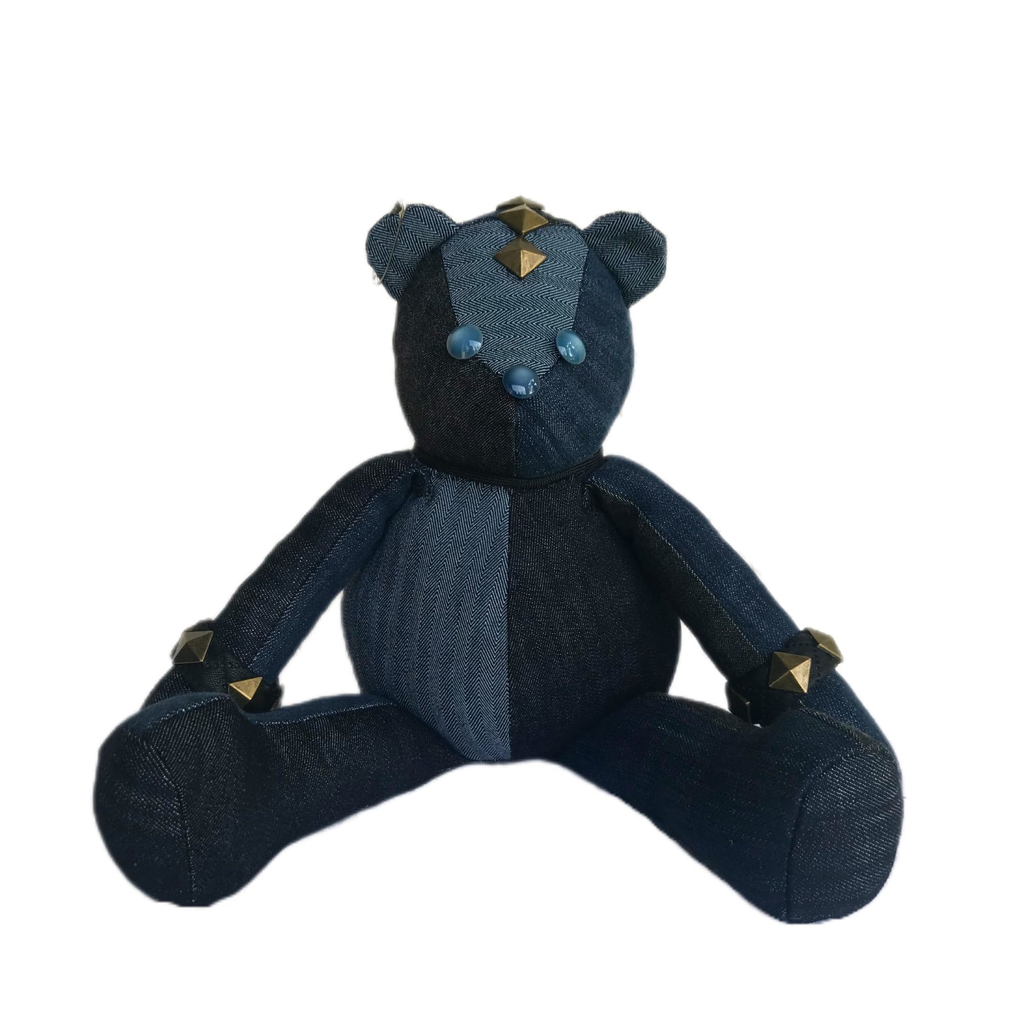 Punk Rock Teddy Bear - Made from Recycle Denim Jeans