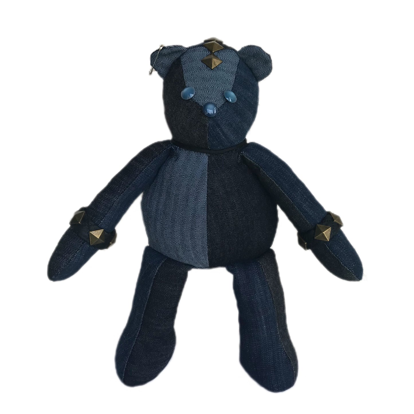 Punk Rock Teddy Bear - Made from Recycle Denim Jeans