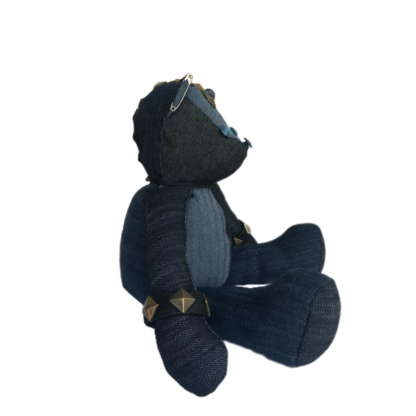 Punk Rock Teddy Bear - Made from Recycle Denim Jeans