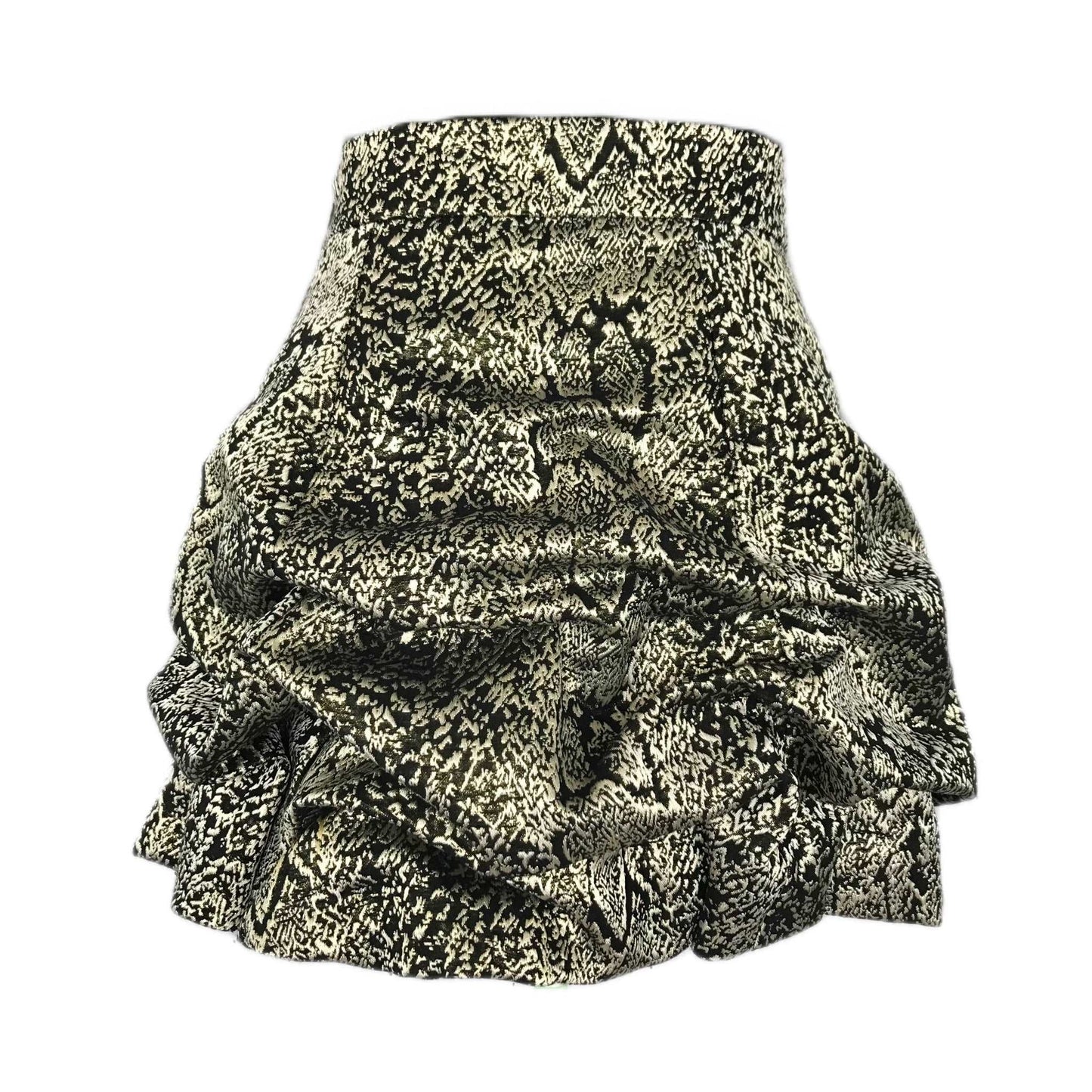 Women's Mini Skirt in Metallic Snake print - Pinched Draping - Size 2