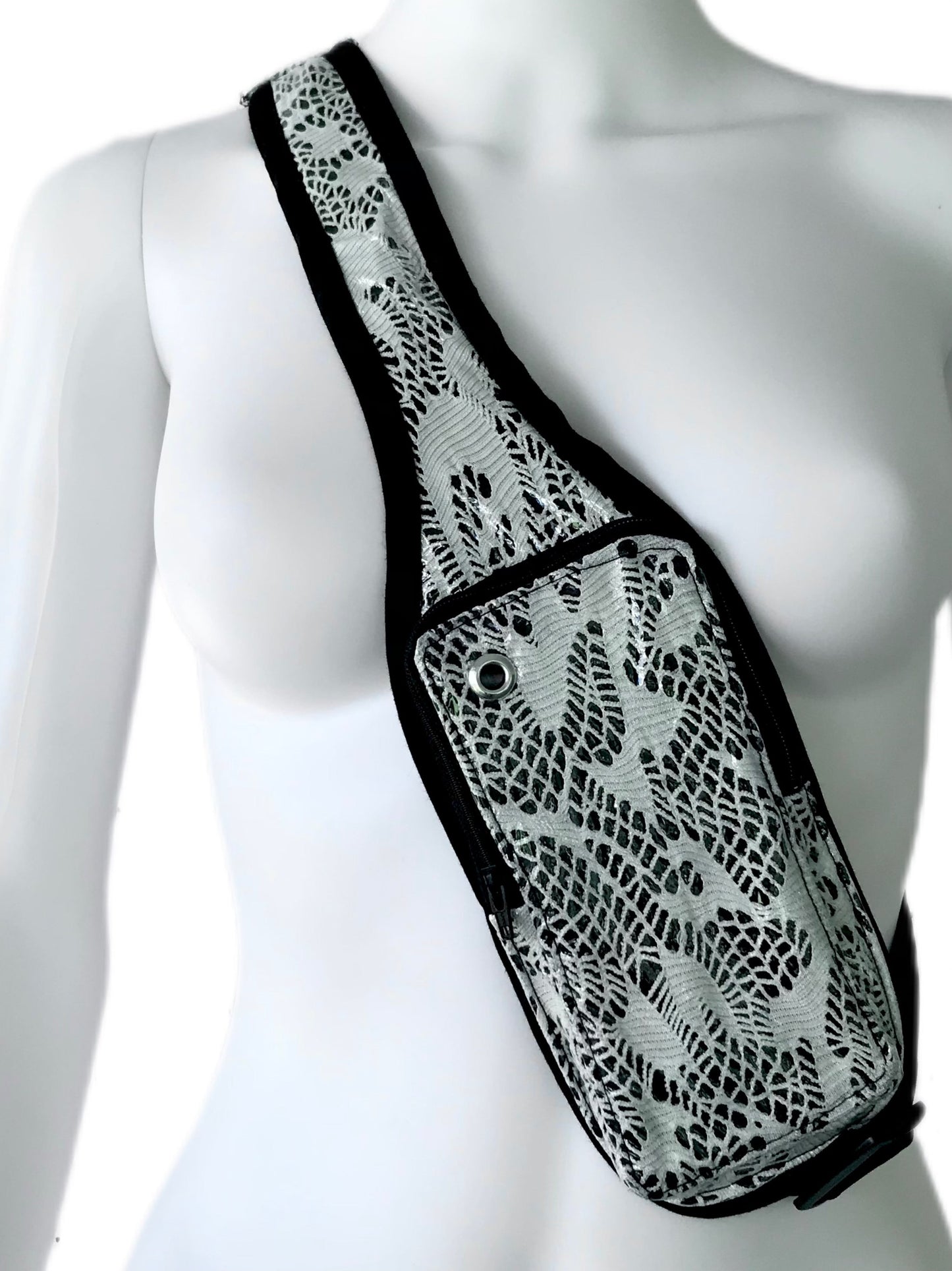 Mini Backpack Sling with Phone Pocket in Laminated Lace - Waterproof