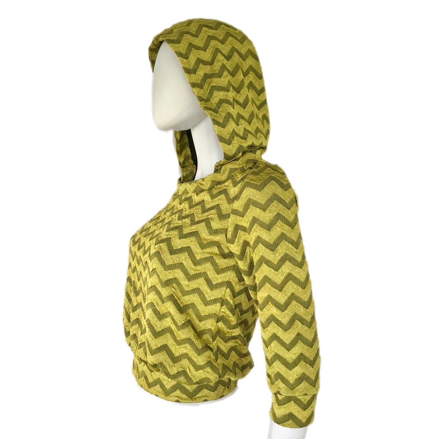 Women's Cropped Knit Hoodie - Size XS/Small - Chartreuse