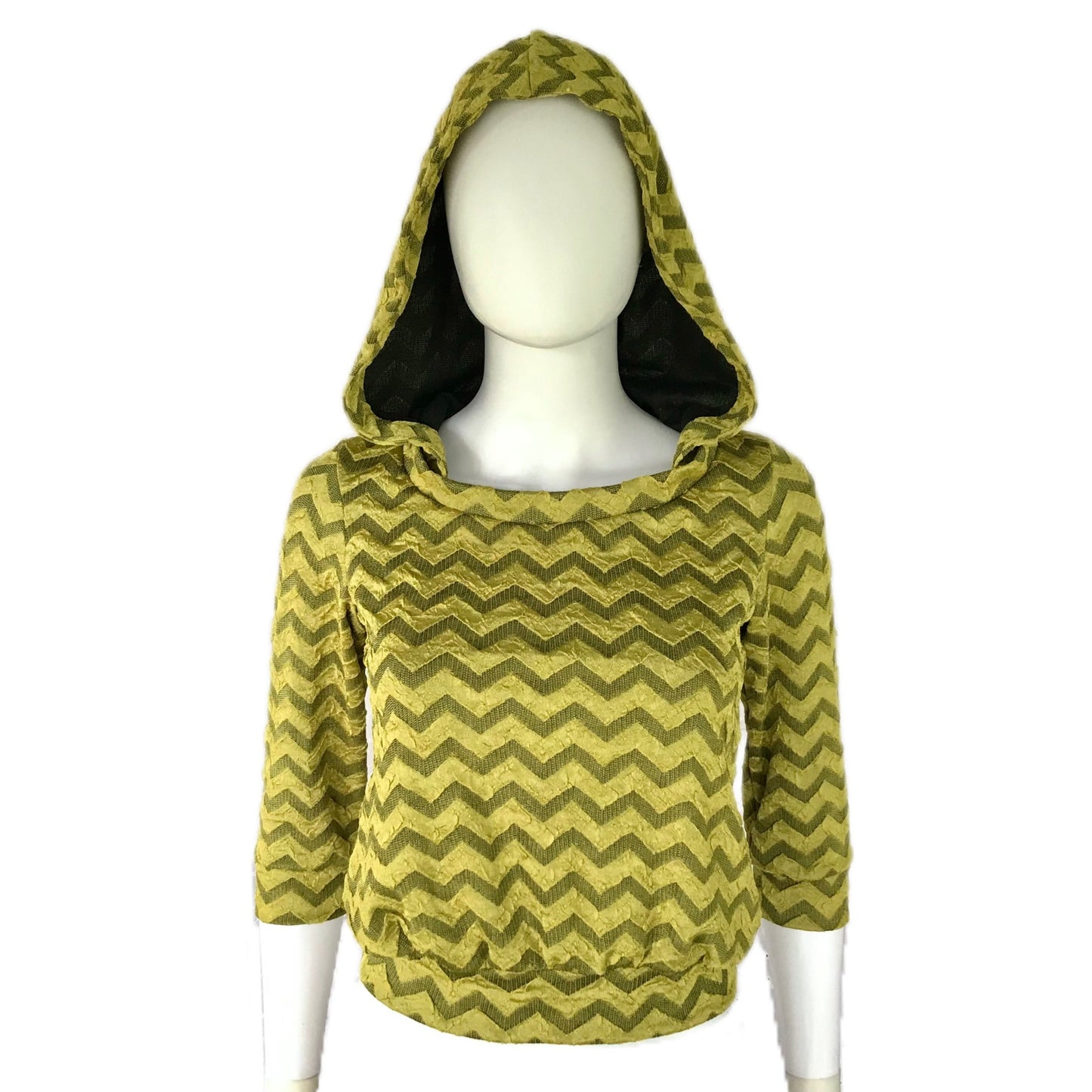 Women's Cropped Knit Hoodie - Size XS/Small - Chartreuse