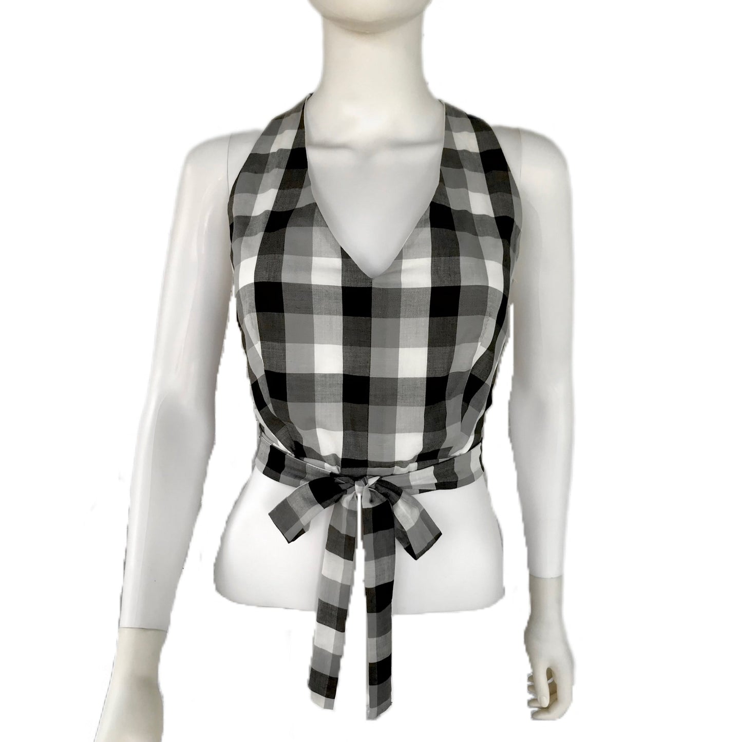 Women's Wrap Tank Top in Checker Print - Size Medium