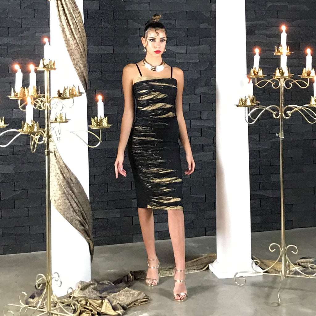 Gold Drip Women's Cocktail Dress - Size 0/2