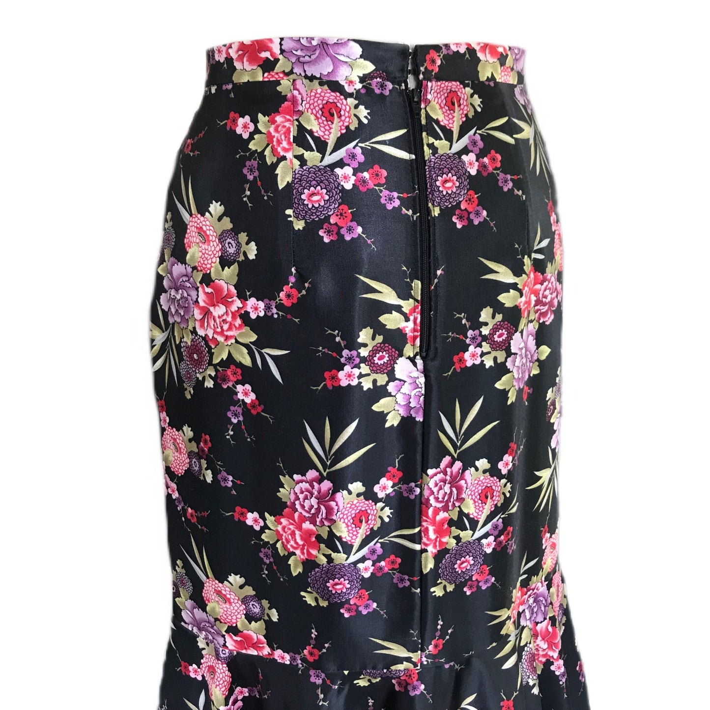 Women's Floral Satin Trumpet Skirt - Sz. 8