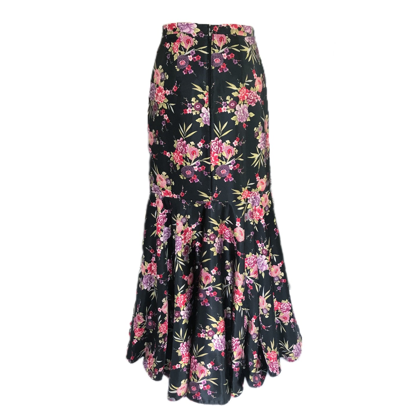 Women's Floral Satin Trumpet Skirt - Sz. 8