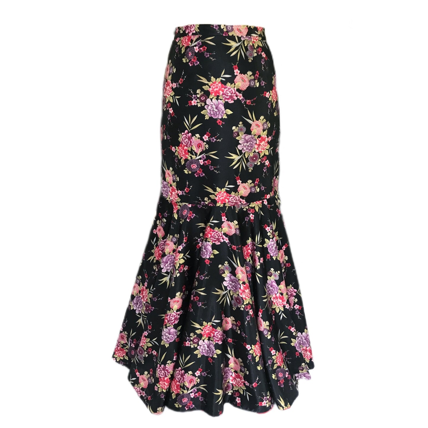 Women's Floral Satin Trumpet Skirt - Sz. 8