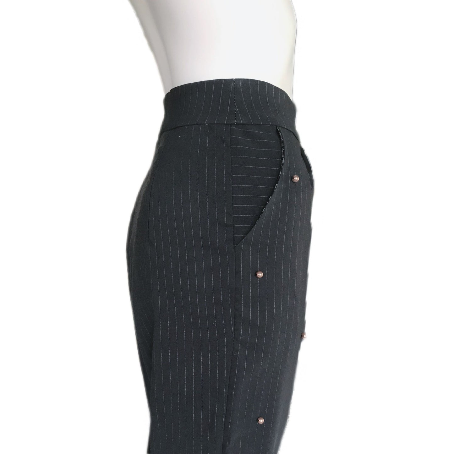 Women's Pinstripe Cigarette Ankle Length Pants - Size 10