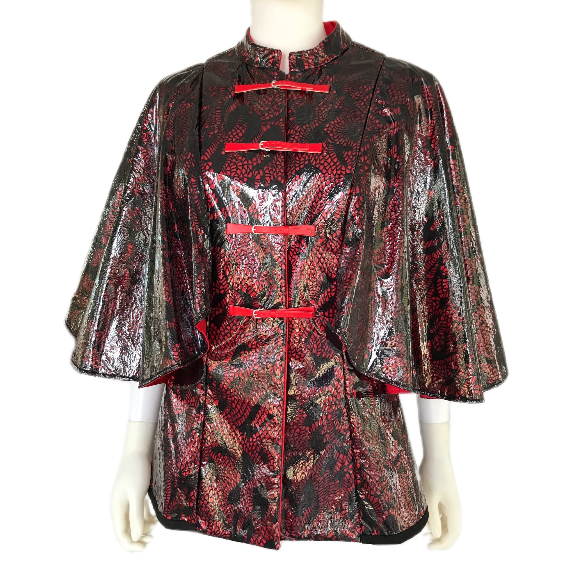 Women's Capelet Style Rain Jacket in Laminated Lace - Size Medium