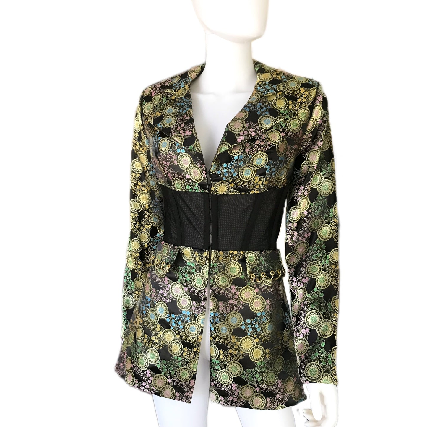 Dynasty Brocade Women's Corset Blazer with High-Low Hem - Sz. 4 - D cup