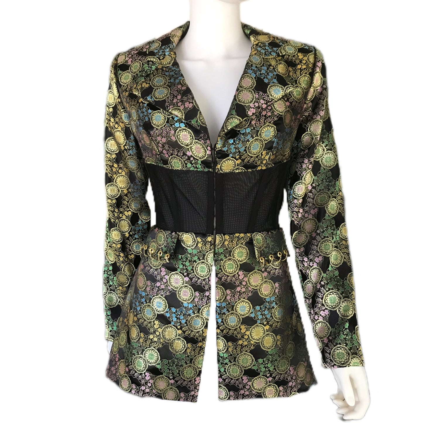 Dynasty Brocade Women's Corset Blazer with High-Low Hem - Sz. 4 - D cup