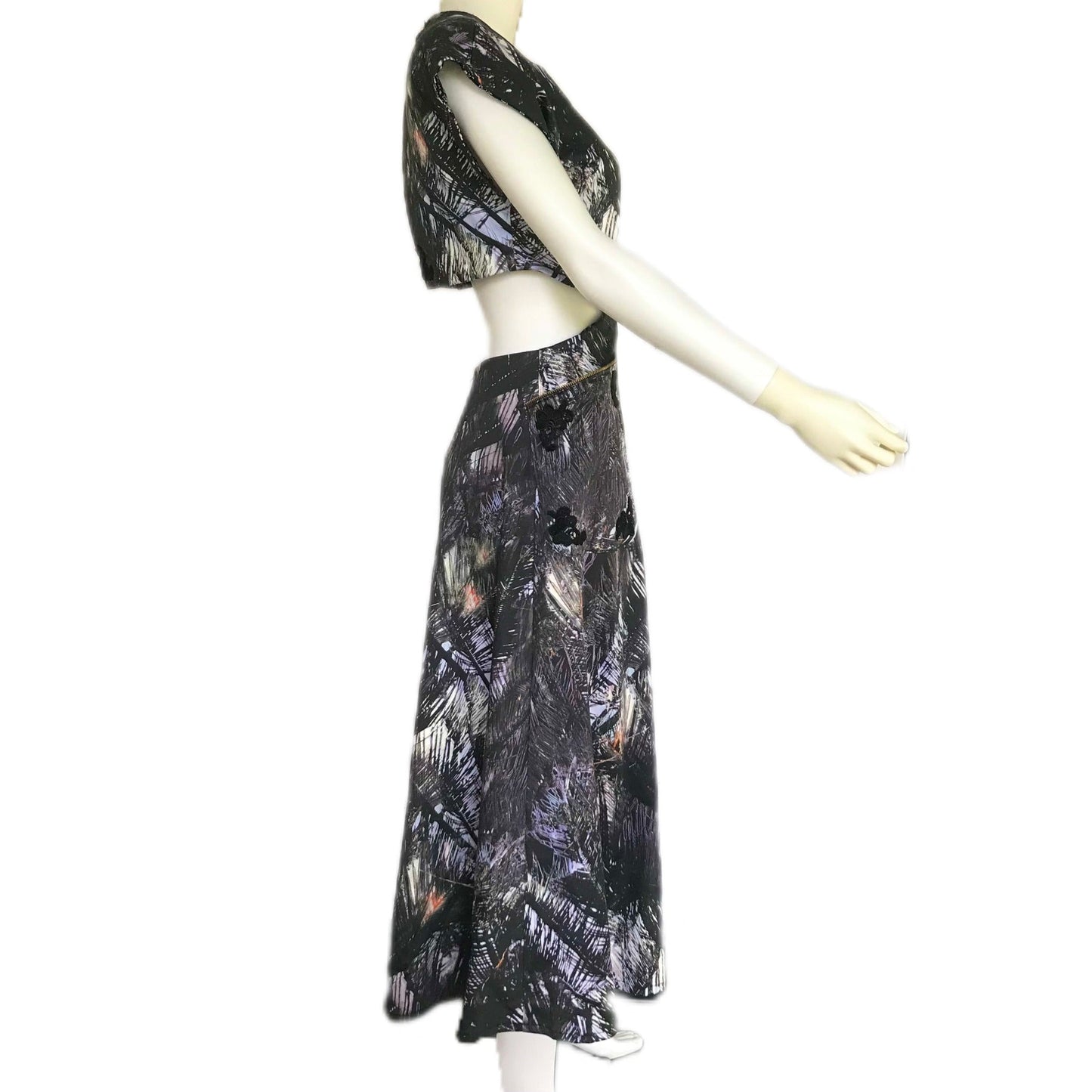 Women's Palm Leaf Print Midi Dress