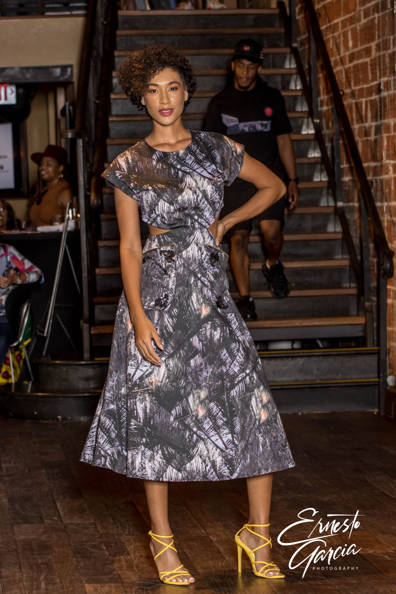 Women's Palm Leaf Print Midi Dress - Sz. SMALL