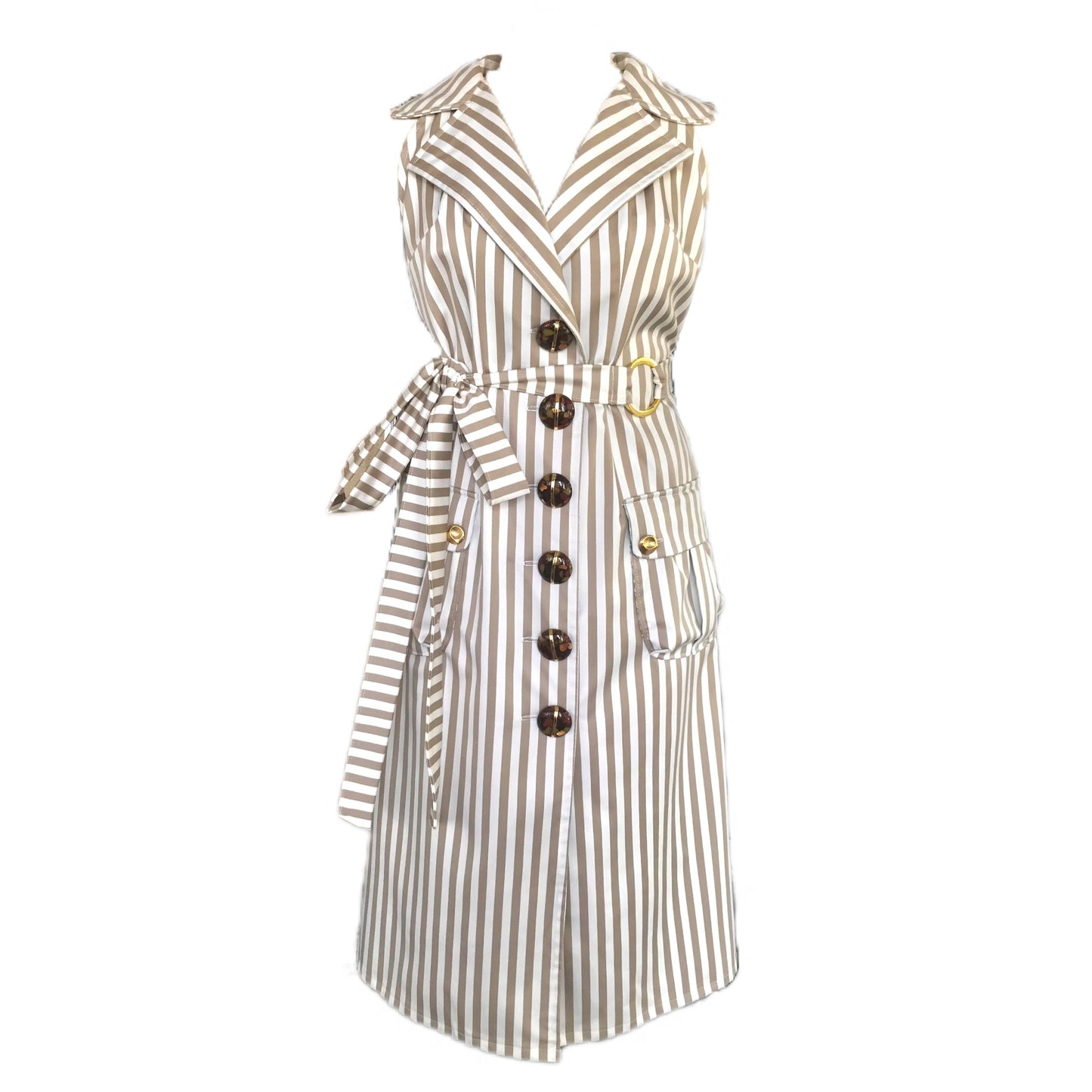 Women's Bengal Stripe Twill Button Up Midi Dress - Size 10