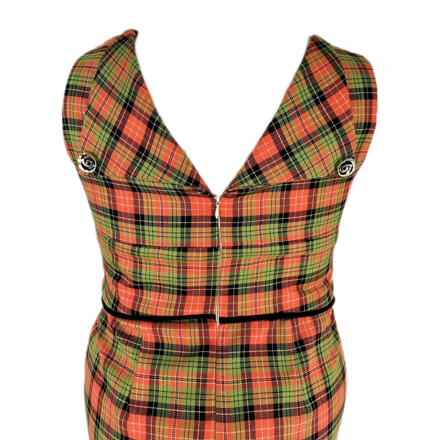 Women's Plaid Pencil Dress with Cowl Neck - Size 14