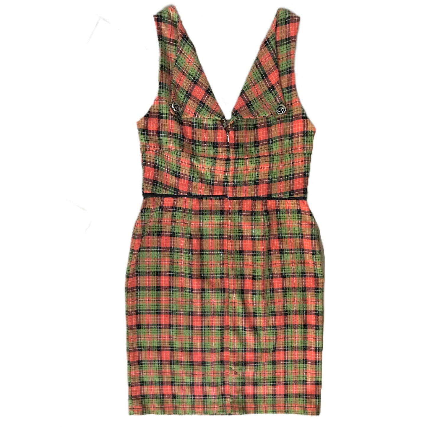 Women's Plaid Pencil Dress with Cowl Neck - Size 14