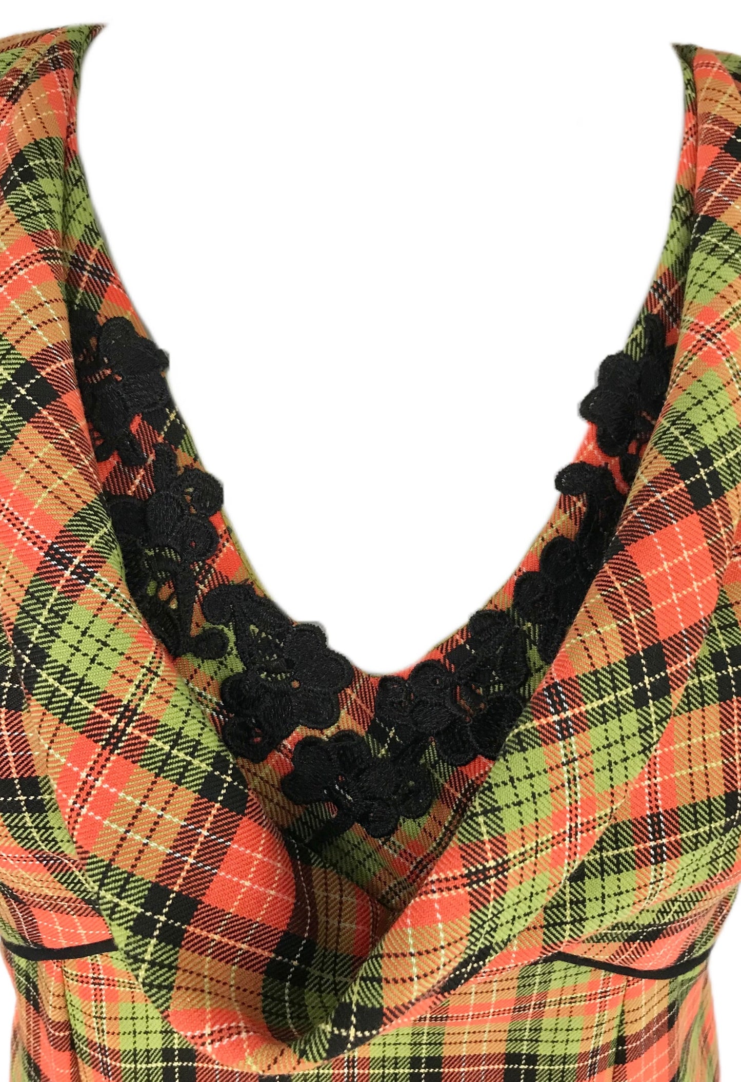Women's Plaid Pencil Dress with Cowl Neck - Size 14