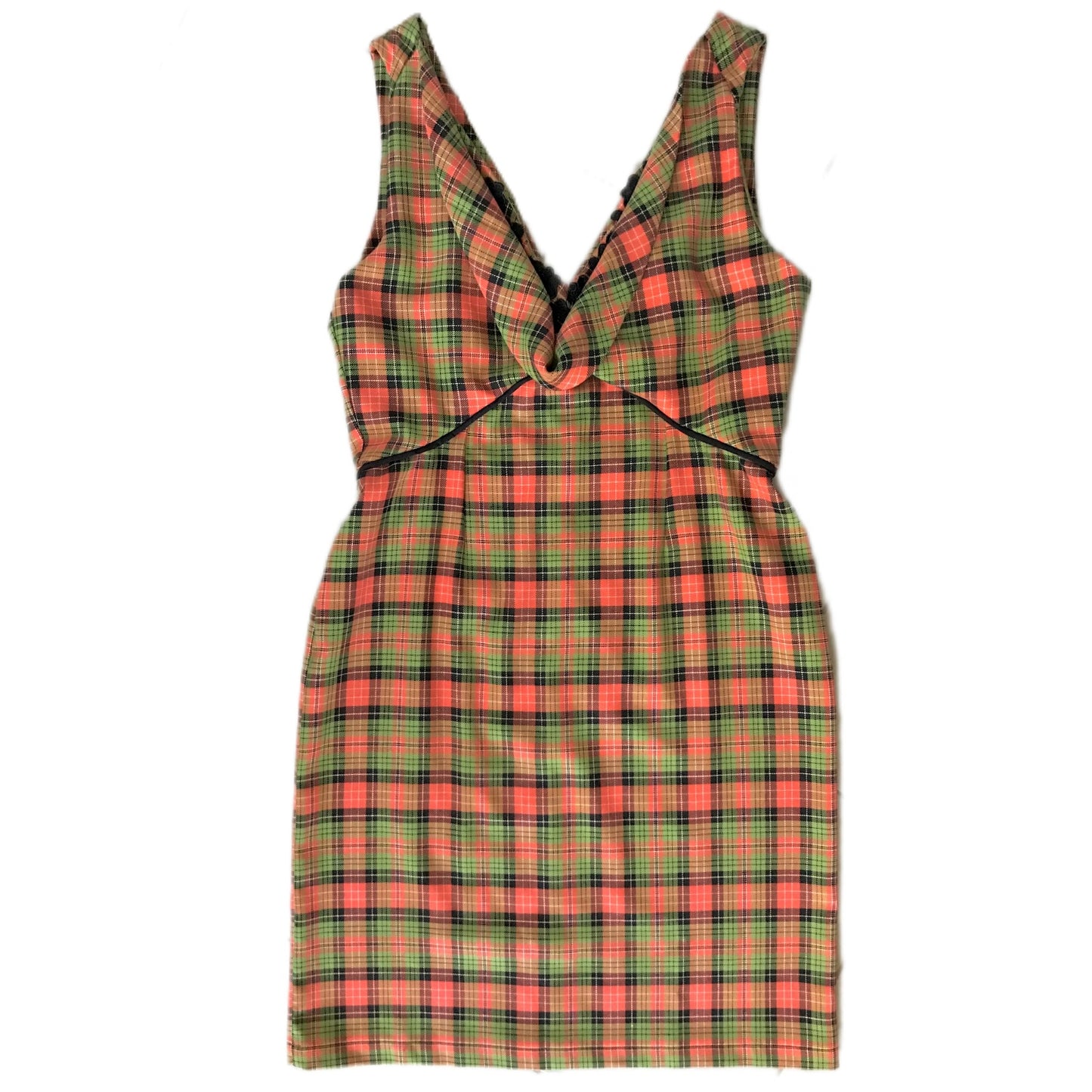 Women's Plaid Pencil Dress with Cowl Neck - Size 14