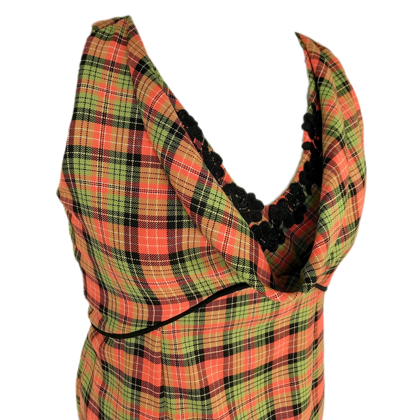 Women's Plaid Pencil Dress with Cowl Neck - Size 14