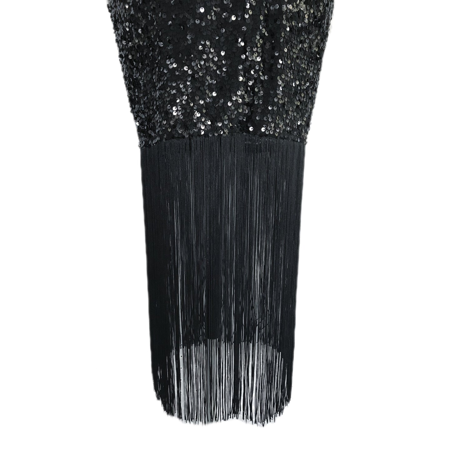 Women's Sequin and Fringe Cocktail Dress - Black and White - Sz. 12