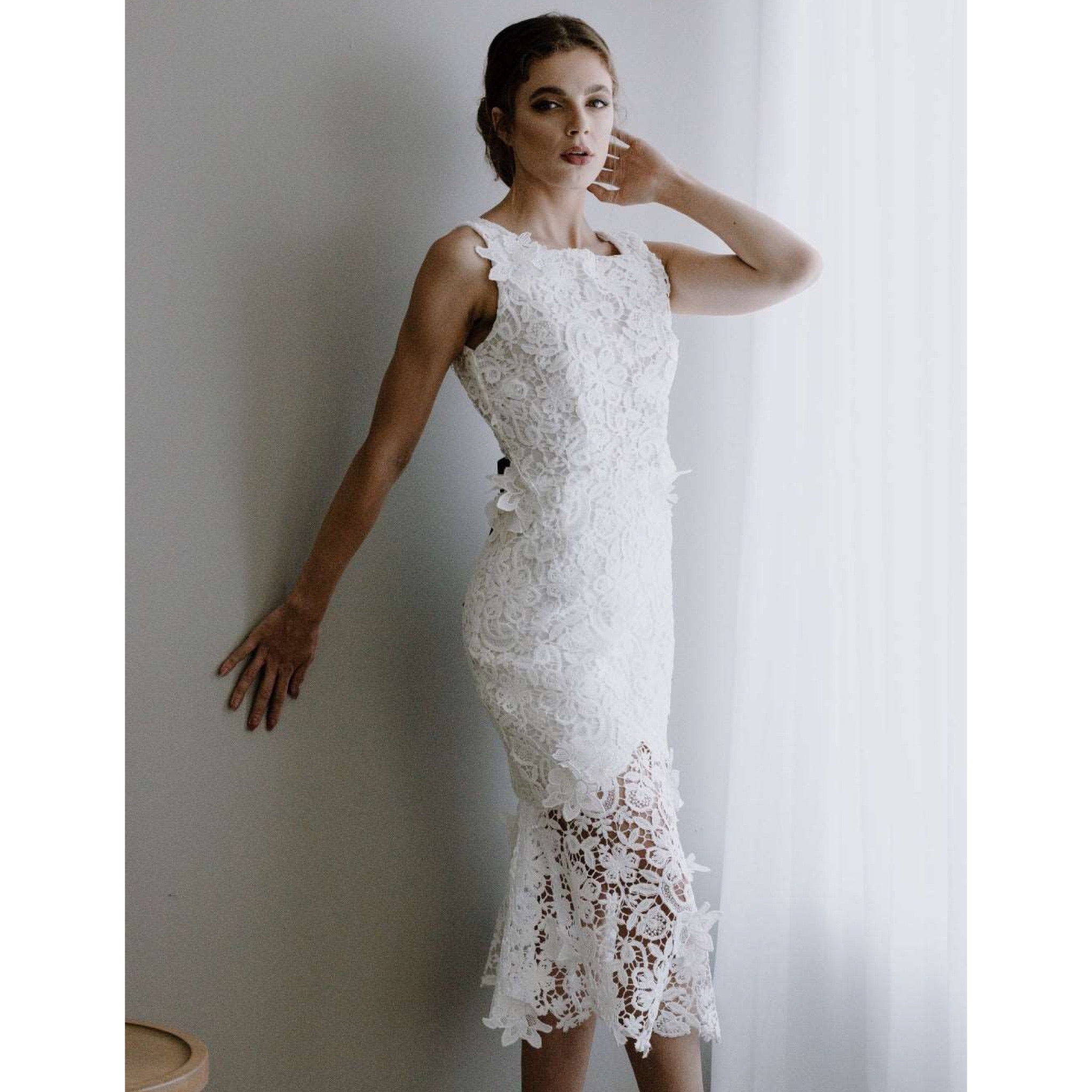 Guipure Lace Short Wedding Dress