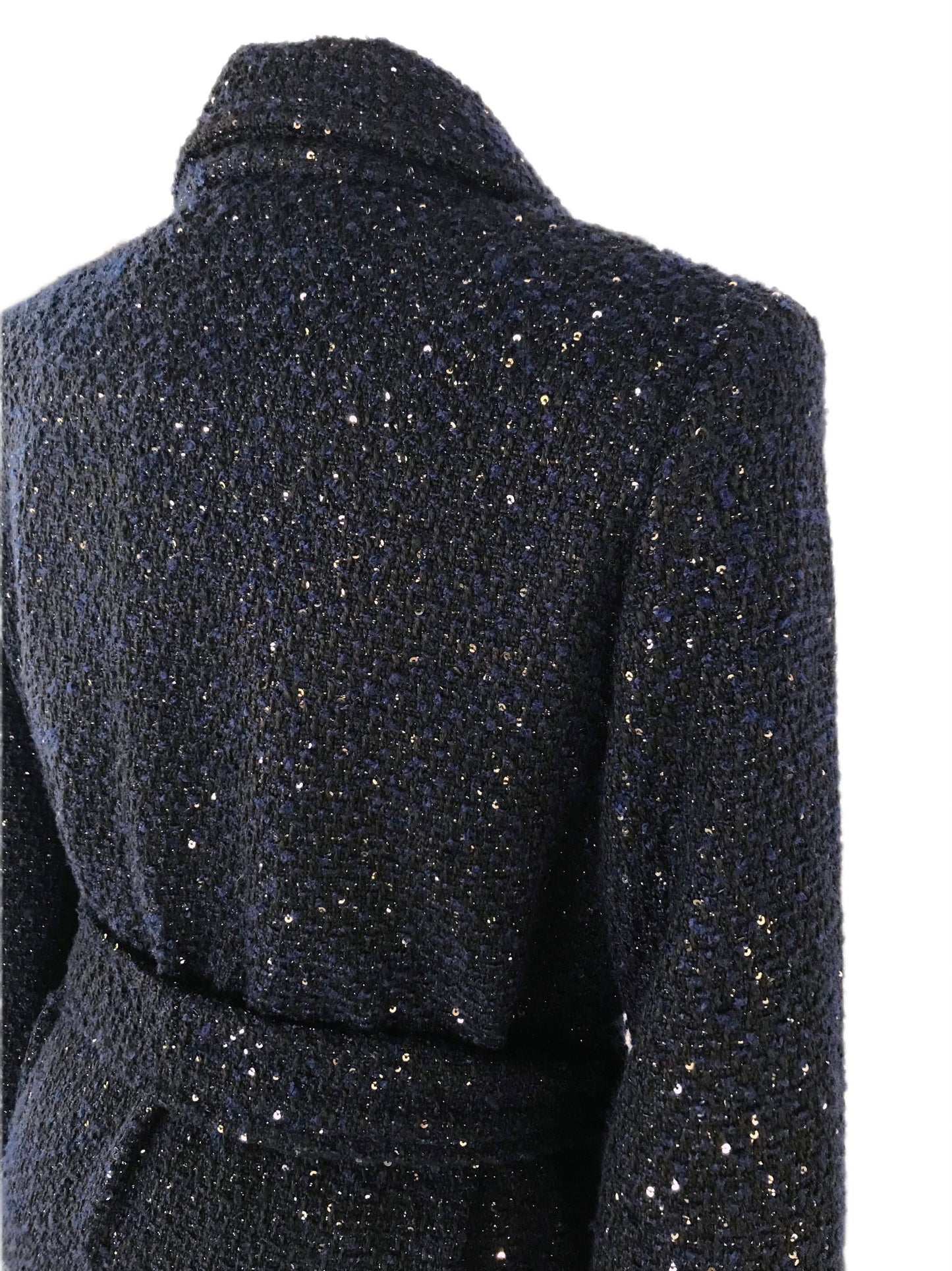 Women's 3-Part Midnight Boucle Trench Coat - Transforming Design