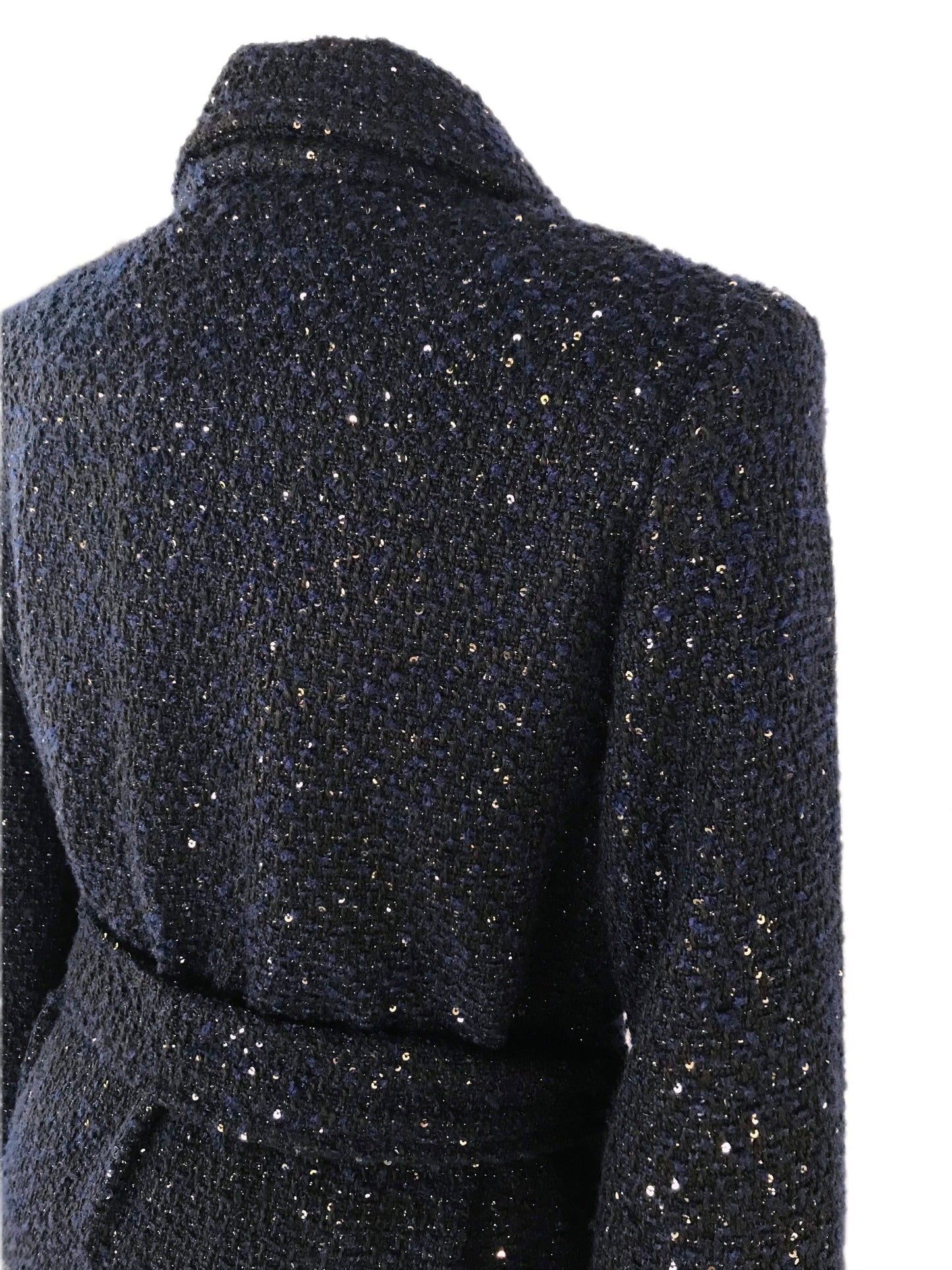 Women's 3-Part Midnight Boucle Trench Coat - Transforming Design