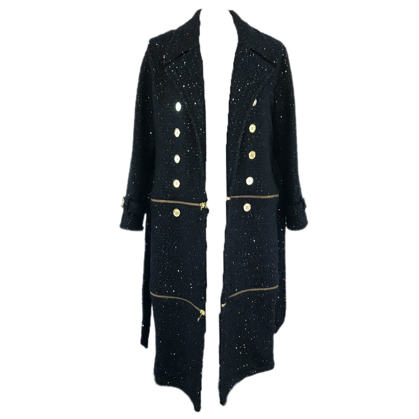 Women's 3-Part Midnight Boucle Trench Coat - Transforming Design