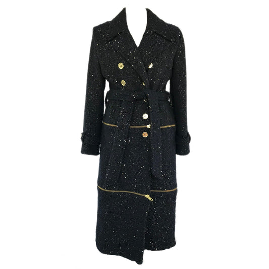 Women's 3-Part Midnight Boucle Trench Coat - Transforming Design